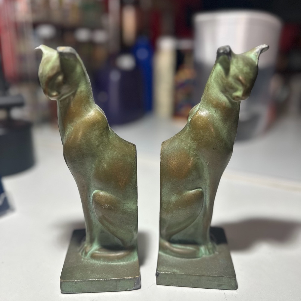 Heavy cast Cat Bookends 100 years old!